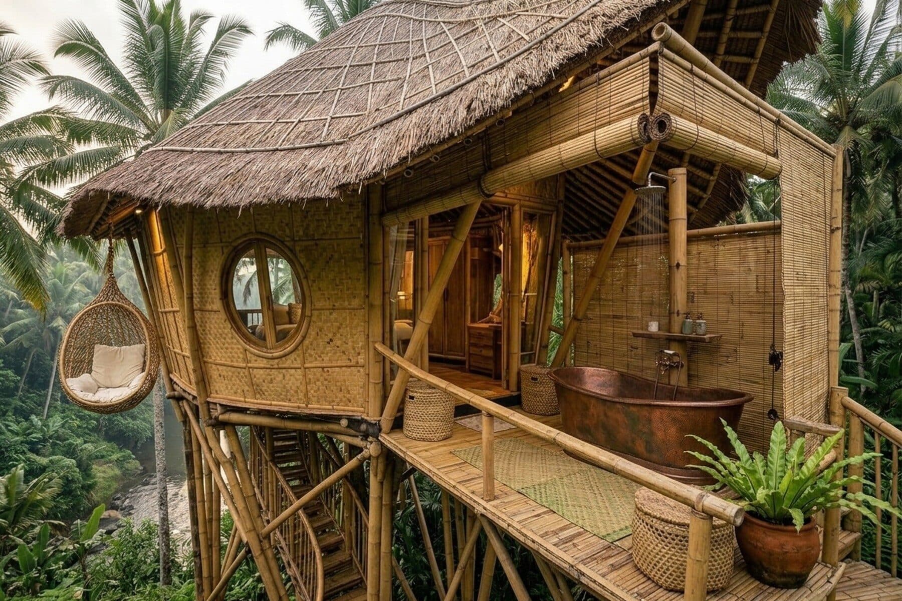 Pondok Bambu: Canopy bathroom