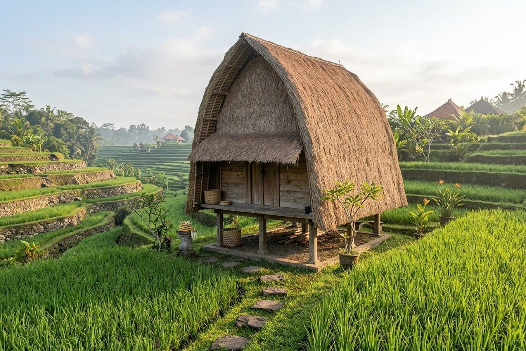 Lumbung Padi, rice-barn studio with a loft bed