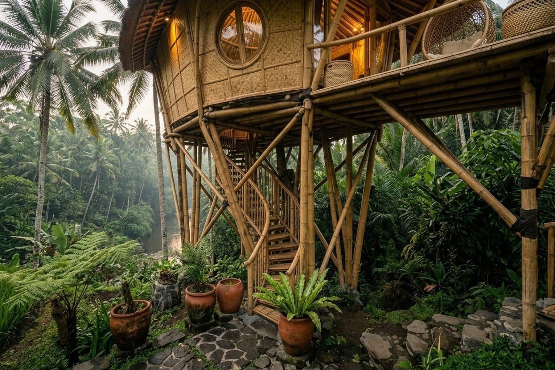 Pondok Bambu: Up the stairs